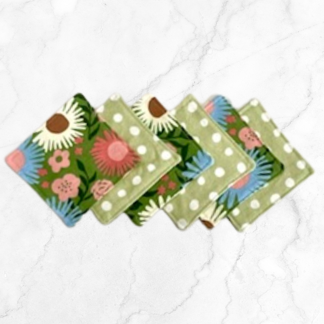 Reusable Cotton Squares - Colorful flowers (6)